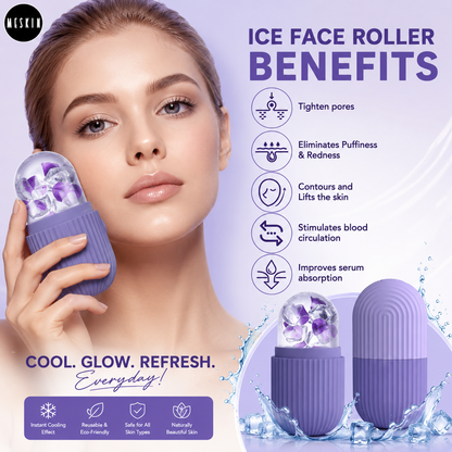 Reusable Silicone Ice Face Roller & Ice Cube Facial Massager | Skin Tightening, Pore Minimizing, Puffiness & Dark Circle Remover