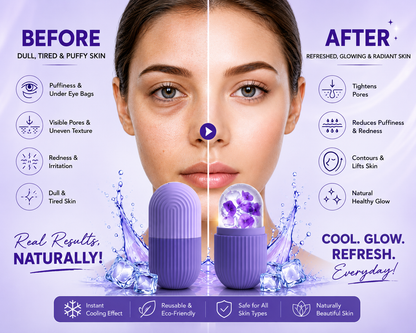 Reusable Silicone Ice Face Roller & Ice Cube Facial Massager | Skin Tightening, Pore Minimizing, Puffiness & Dark Circle Remover